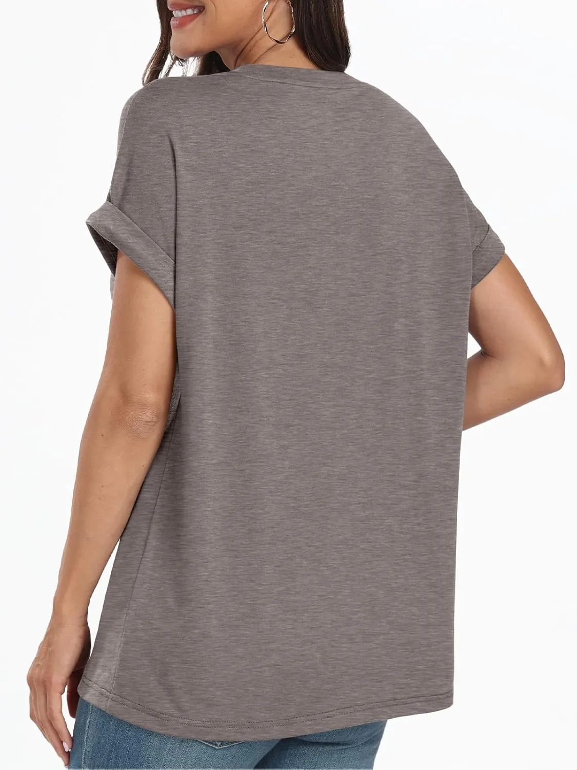 AUTOMET Women's Oversized V Neck Tshirts Casual Basic Short Sleeve Summer Tops Loose Fit 2025 Plain Tee Shirts