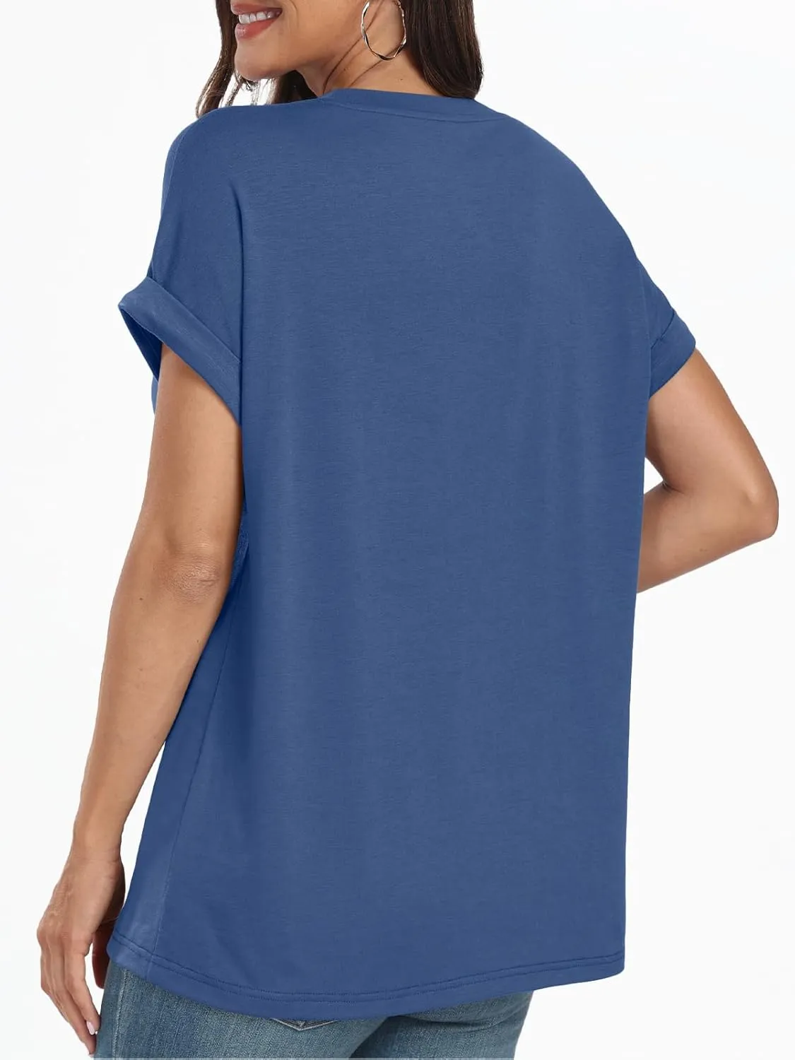 AUTOMET Women's Oversized V Neck Tshirts Casual Basic Short Sleeve Summer Tops Loose Fit 2025 Plain Tee Shirts