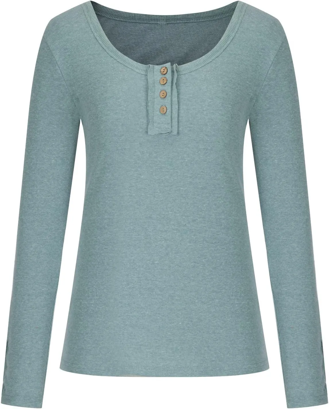 Ceboyel Long Sleeve Shirts for Women Trendy Ribbed Knit Blouses Button Down Henley Tops Fitted Cute Laides Fall Outfits 2023