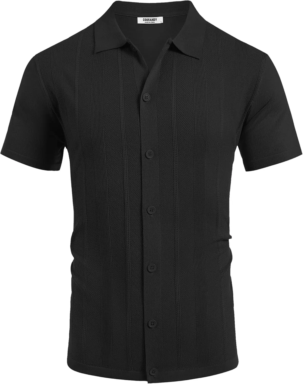 COOFANDY Mens Knit Shirt Short Sleeve Button Down Shirts Casual Summer Beach Vintage Polo Shirts