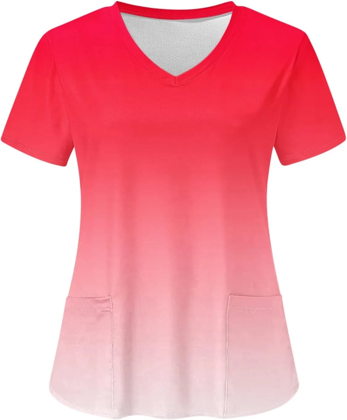 Firzero Scrub Tops for Women Casual Floral Printed Short Sleeve Nurse Work Uniform Lightweight V Neck Top with Pockets