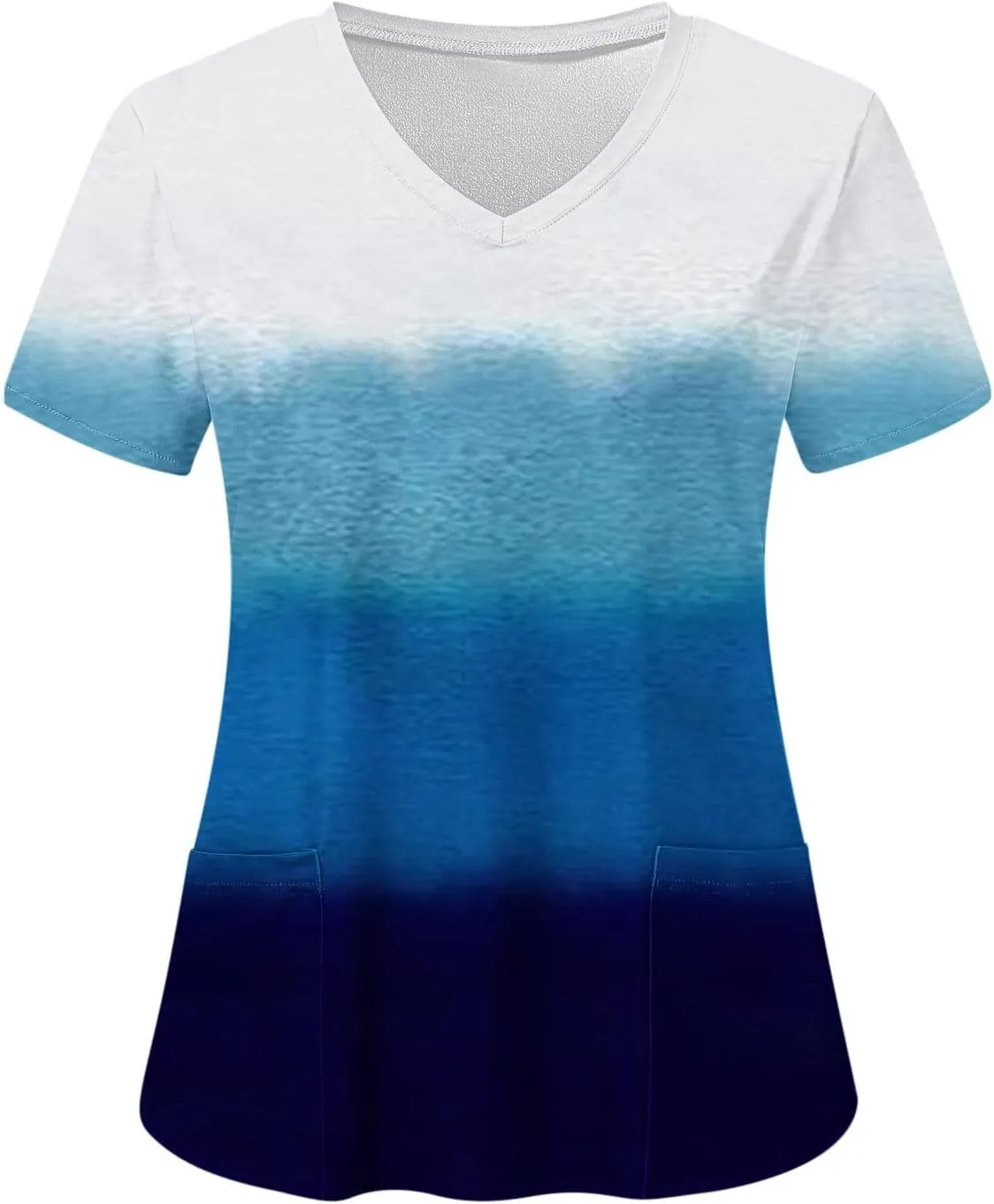Firzero Scrub Tops for Women Casual Floral Printed Short Sleeve Nurse Work Uniform Lightweight V Neck Top with Pockets