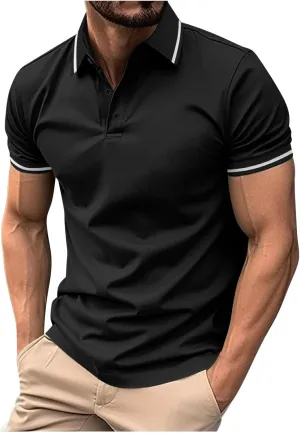 generic Mens Casual Short Sleeve Golf Polos Shirts Stylish Men Dress Tshirts Business Guys Summer Tops Clothing Regular Fit