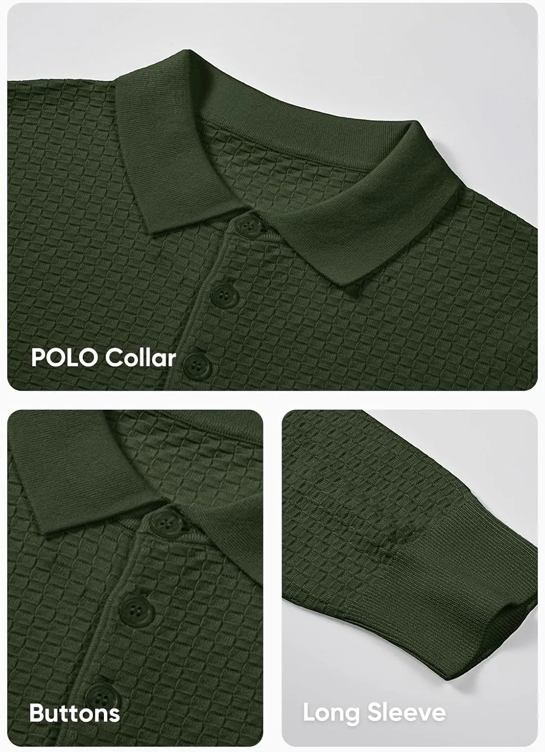 JMIERR Mens Knit Polo Shirts Casual Button Down Long Sleeve Dress Shirts Winter Lightweight Pullover Sweater