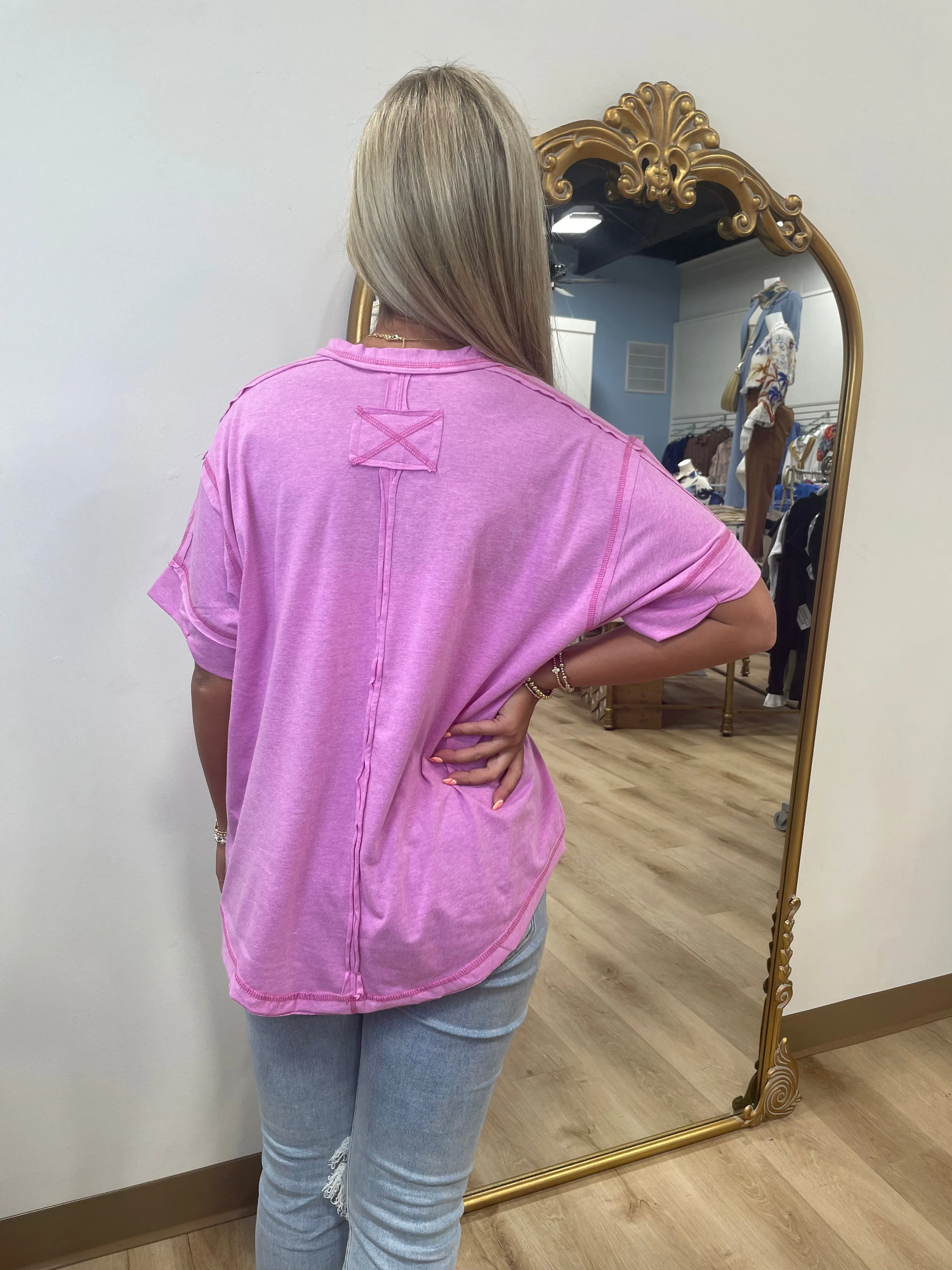 Keep It Casual Button Closure Top Mauve