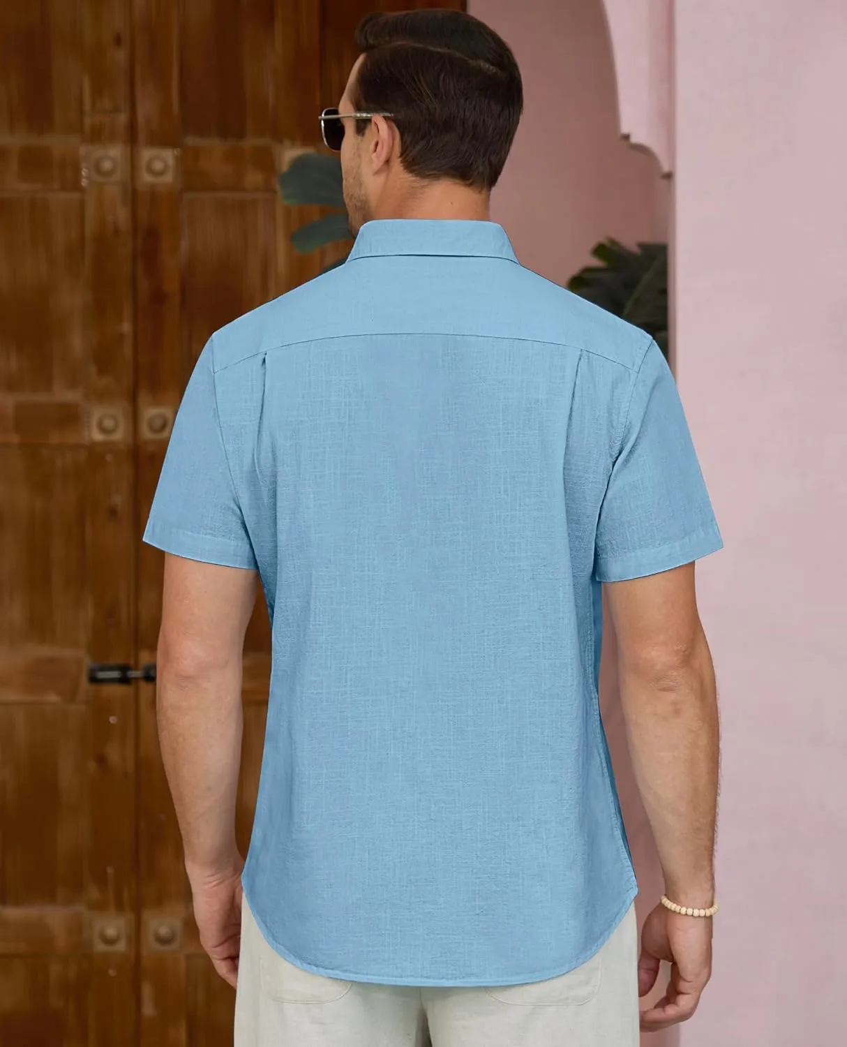 Linen Shirts for Men Short Sleeve Linen Button Down Shirts Hawaiian Shirt for Men Beach Shirts Summer Shirts