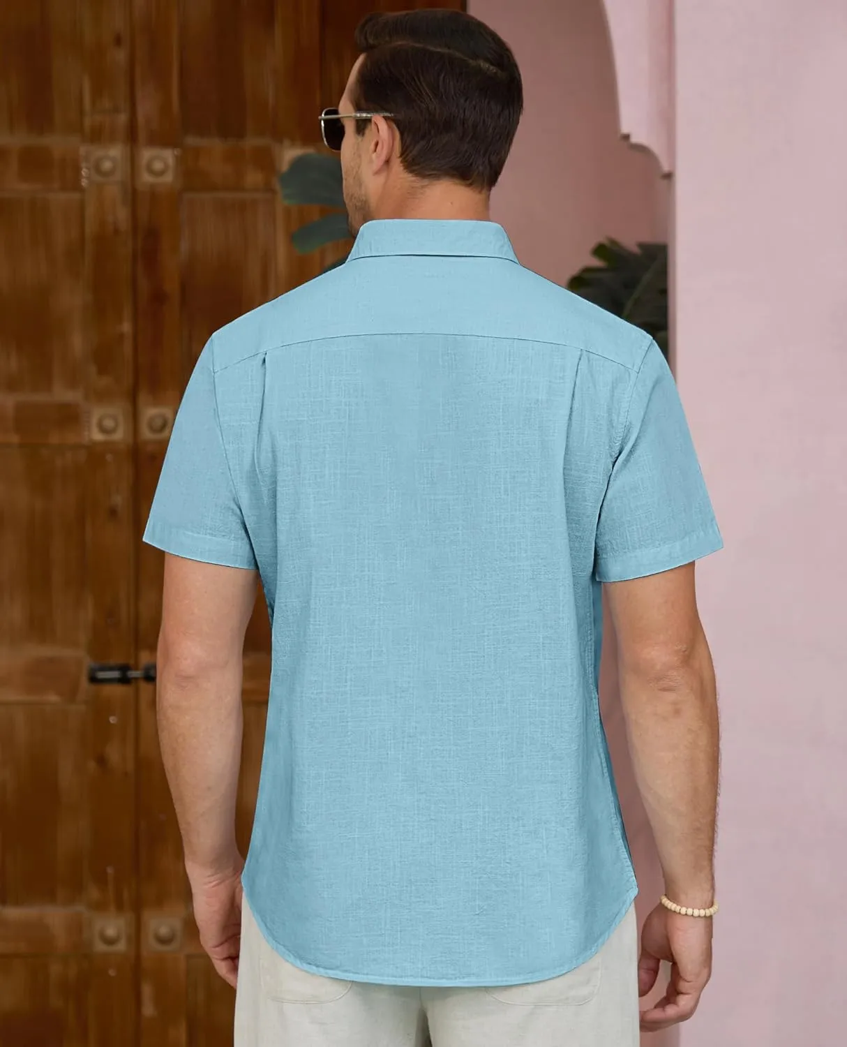 Linen Shirts for Men Short Sleeve Linen Button Down Shirts Hawaiian Shirt for Men Beach Shirts Summer Shirts