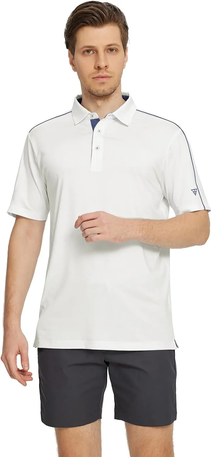 M MAELREG Golf Polo Shirts for Men Short Sleeve Dry Fit Solid Moisture Wicking Casual Performance Collared Mens Polo Shirts