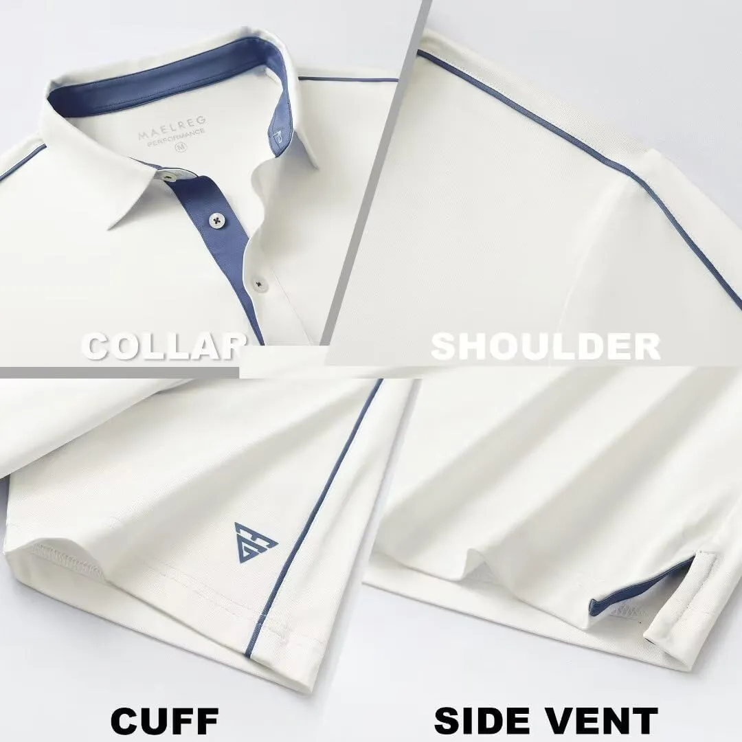 M MAELREG Golf Polo Shirts for Men Short Sleeve Dry Fit Solid Moisture Wicking Casual Performance Collared Mens Polo Shirts