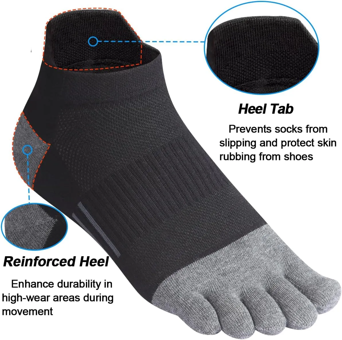 Meaiguo Men's Toe Socks Cotton Five Finger Socks Athletic Toe Socks for Running