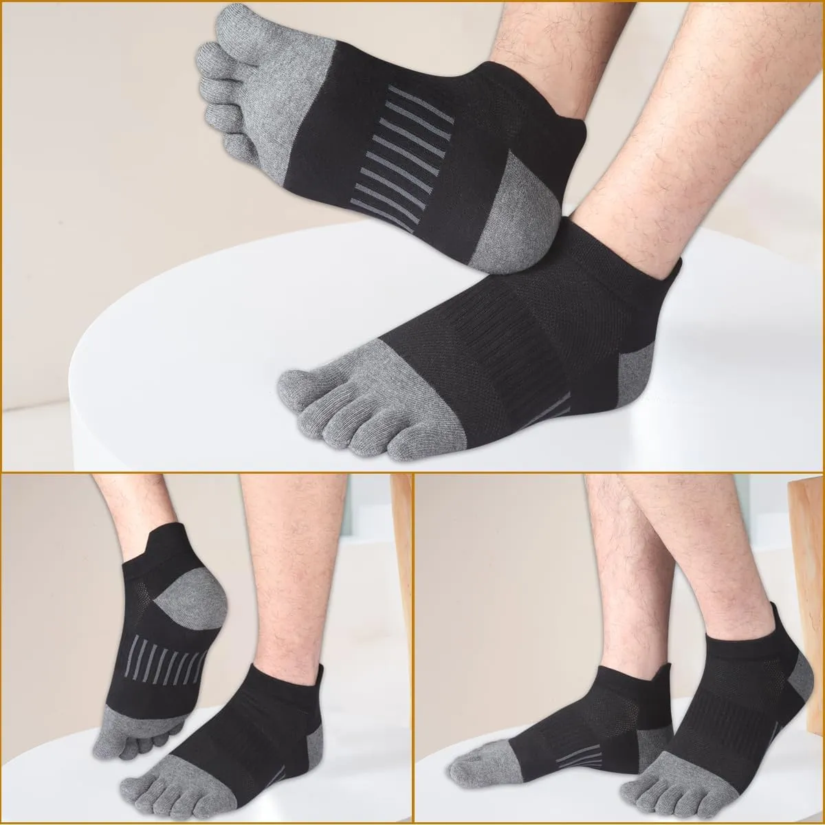 Meaiguo Men's Toe Socks Cotton Five Finger Socks Athletic Toe Socks for Running