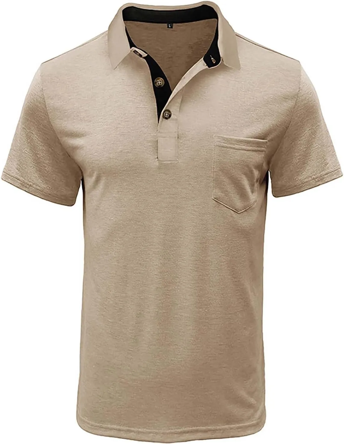 Men's Polo Shirts Casual Golf Short Sleeve Henley Shirts Button Down Solid Color Tees Classic Fit Tops with Pocket