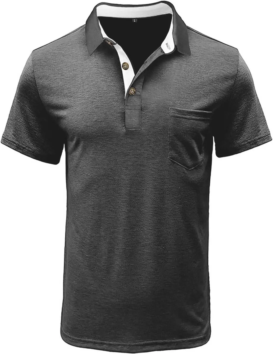 Men's Polo Shirts Casual Golf Short Sleeve Henley Shirts Button Down Solid Color Tees Classic Fit Tops with Pocket