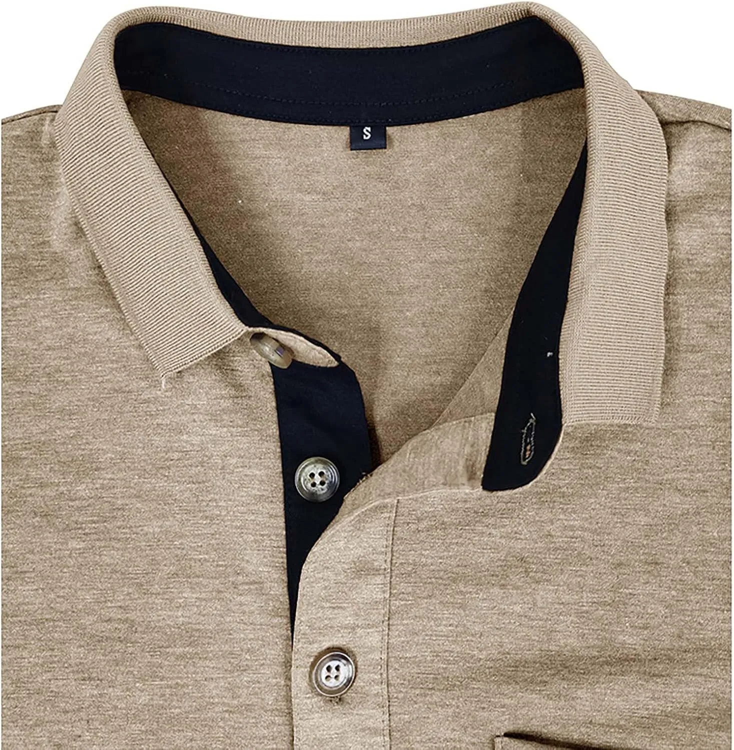 Men's Polo Shirts Casual Golf Short Sleeve Henley Shirts Button Down Solid Color Tees Classic Fit Tops with Pocket