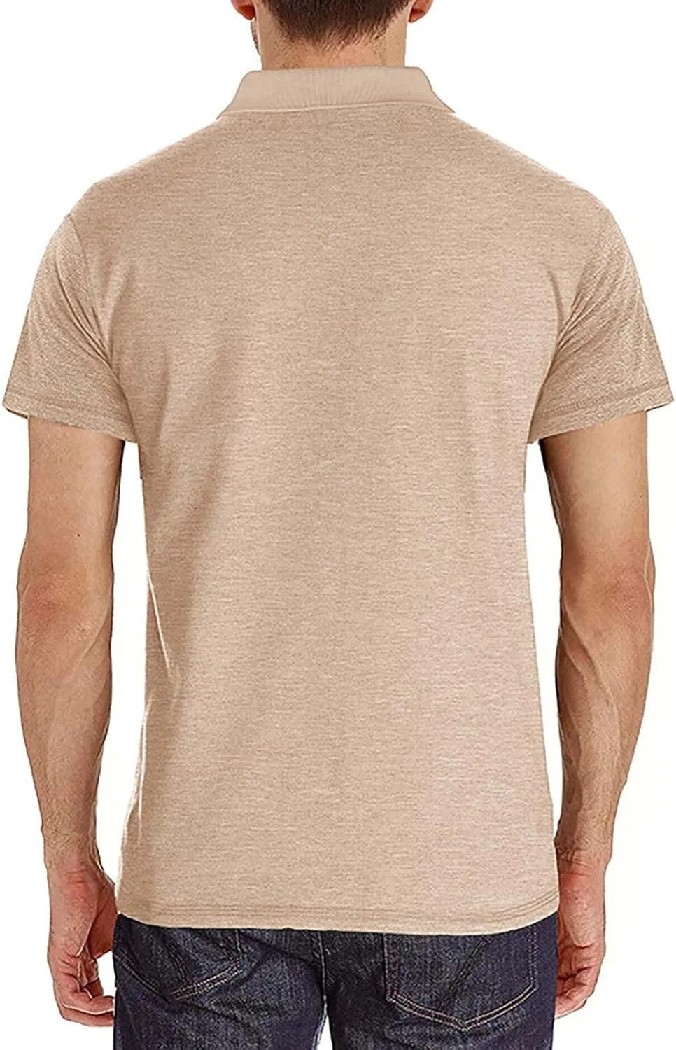 Men's Polo Shirts Casual Golf Short Sleeve Henley Shirts Button Down Solid Color Tees Classic Fit Tops with Pocket