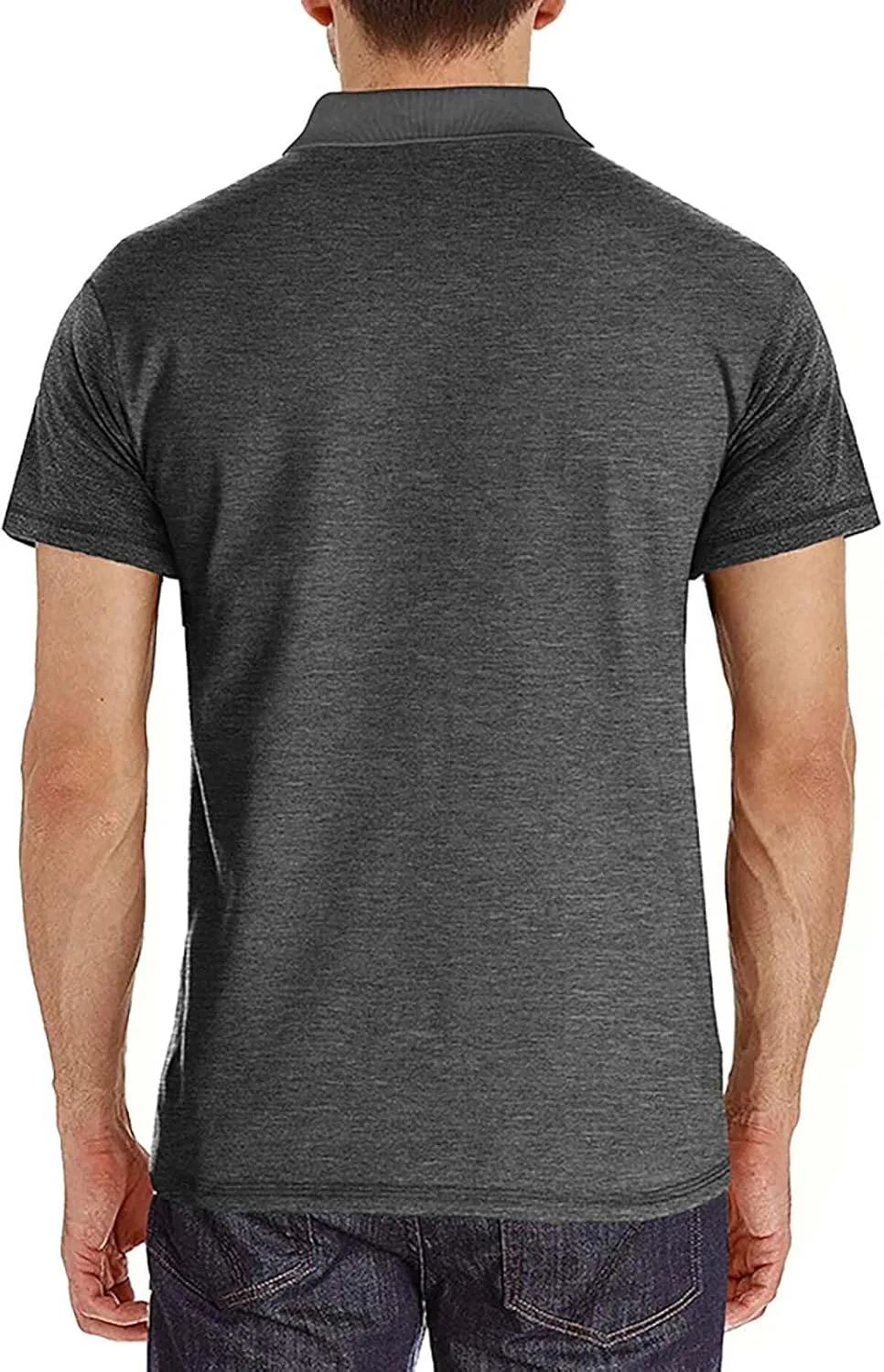 Men's Polo Shirts Casual Golf Short Sleeve Henley Shirts Button Down Solid Color Tees Classic Fit Tops with Pocket