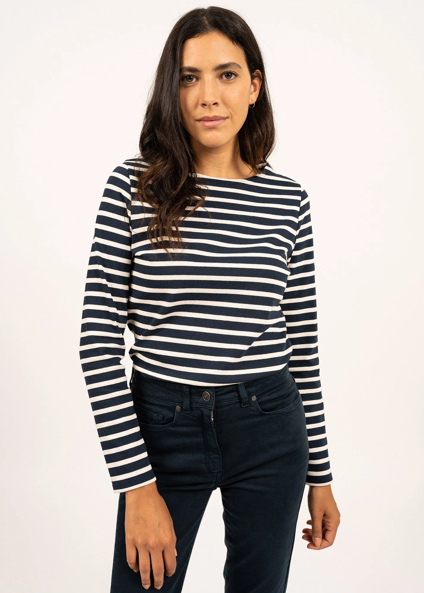 MERIDAME II - Authentic Breton Shirt | Heavyweight Cotton | Women Fit (NAVY / ECRU)