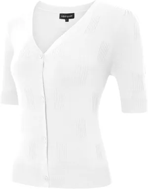 MINTLIMIT Cropped Cardigan Sweaters for Women 2025 V Neck Knit Bolero Shrugs Short Sleeve Lightweight Button Up Sweaters
