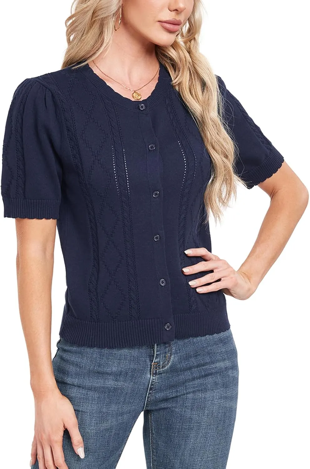 MINTLIMIT Cropped Cardigan Sweaters for Women 2025 V Neck Knit Bolero Shrugs Short Sleeve Lightweight Button Up Sweaters