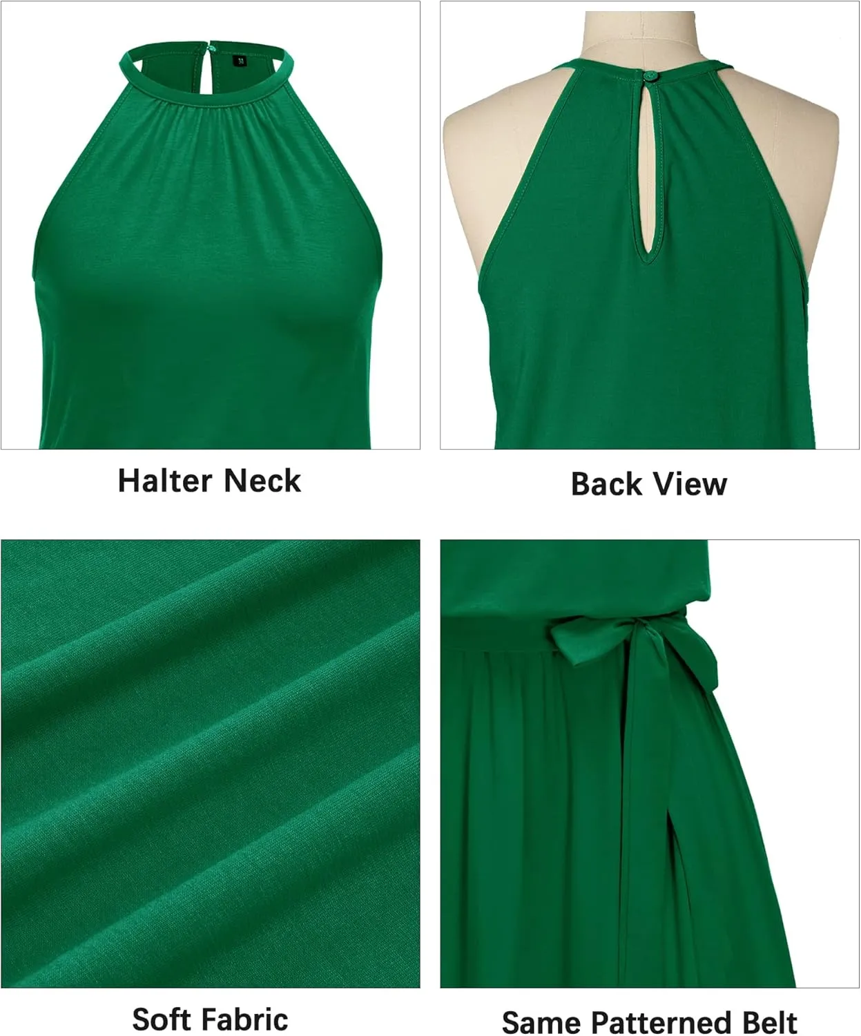 Newshows Womens 2025 Summer Dress Halter Wedding Guest Casual Beach Vacation Outfits Belted Sundresses with Pockets