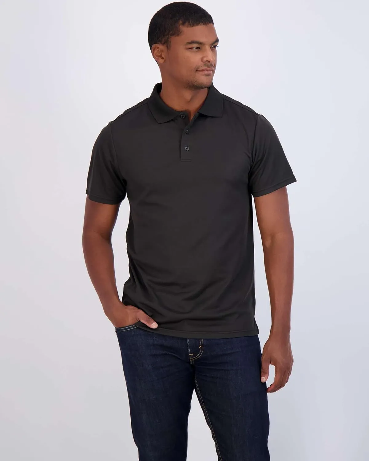Real Essentials 3 Pack: Men's Quick-Dry Short Sleeve Athletic Performance Polo Shirt (Available in Big & Tall)