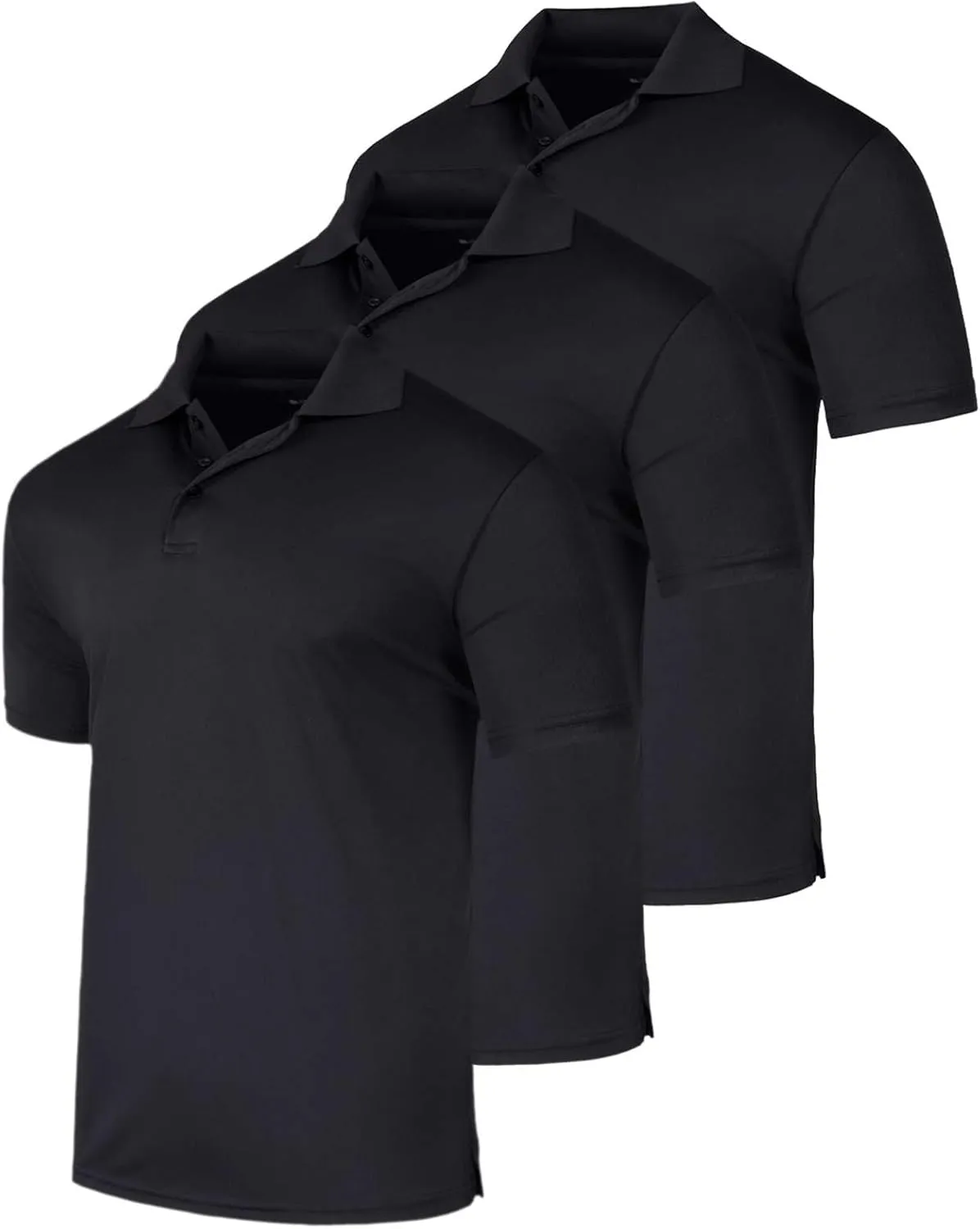Real Essentials 3 Pack: Men's Quick-Dry Short Sleeve Athletic Performance Polo Shirt (Available in Big & Tall)