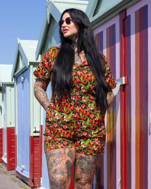 Red Panda Stretch Twill Playsuit
