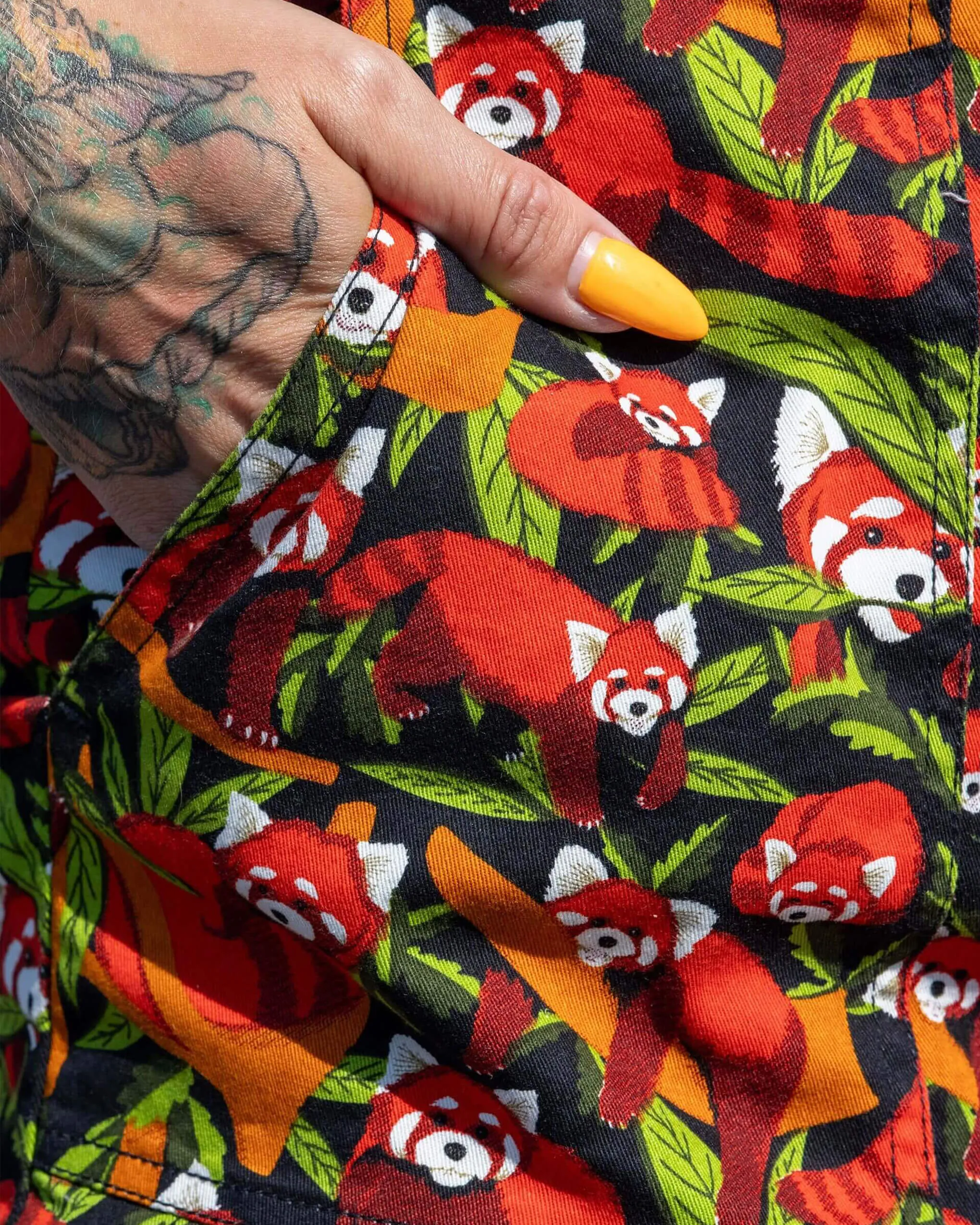 Red Panda Stretch Twill Playsuit