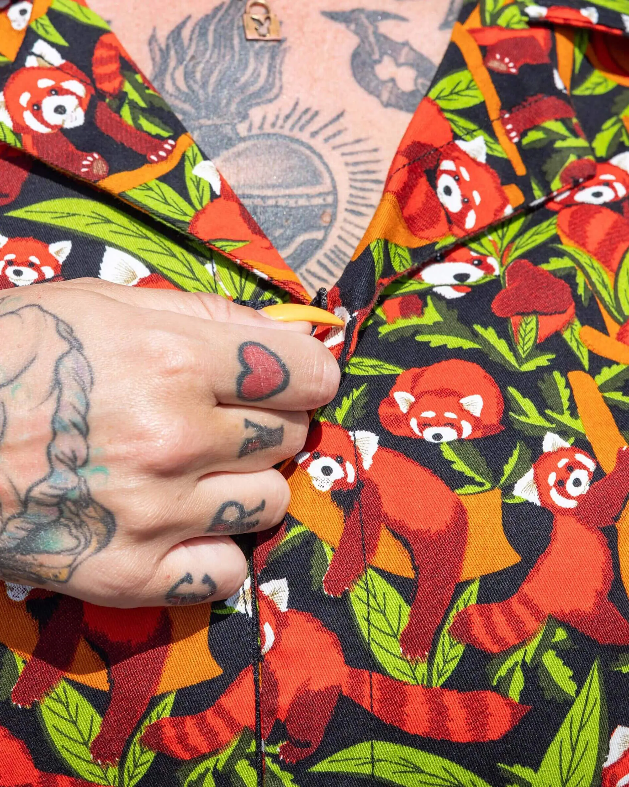 Red Panda Stretch Twill Playsuit