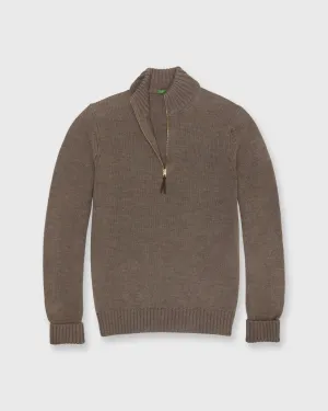 Rugged Half-Zip Sweater in Heather Mocha Extra Fine Merino