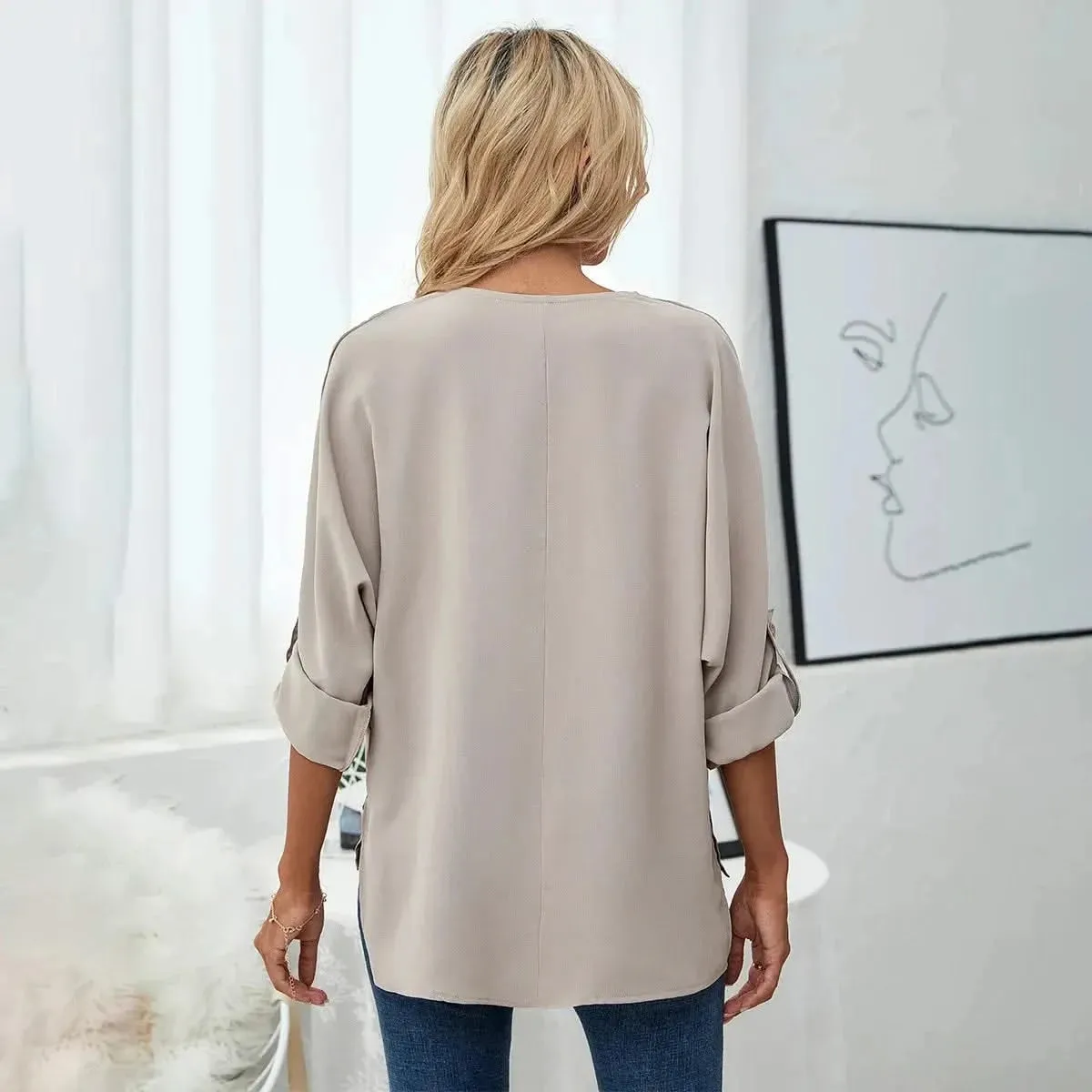 Solid Casual Loose Blouses For Women