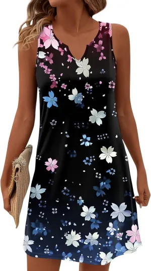 Summer Beach Vacation Clothes Spring Dresses for Women 2025 Sleeveless V Neck Loose Casual Sundresses
