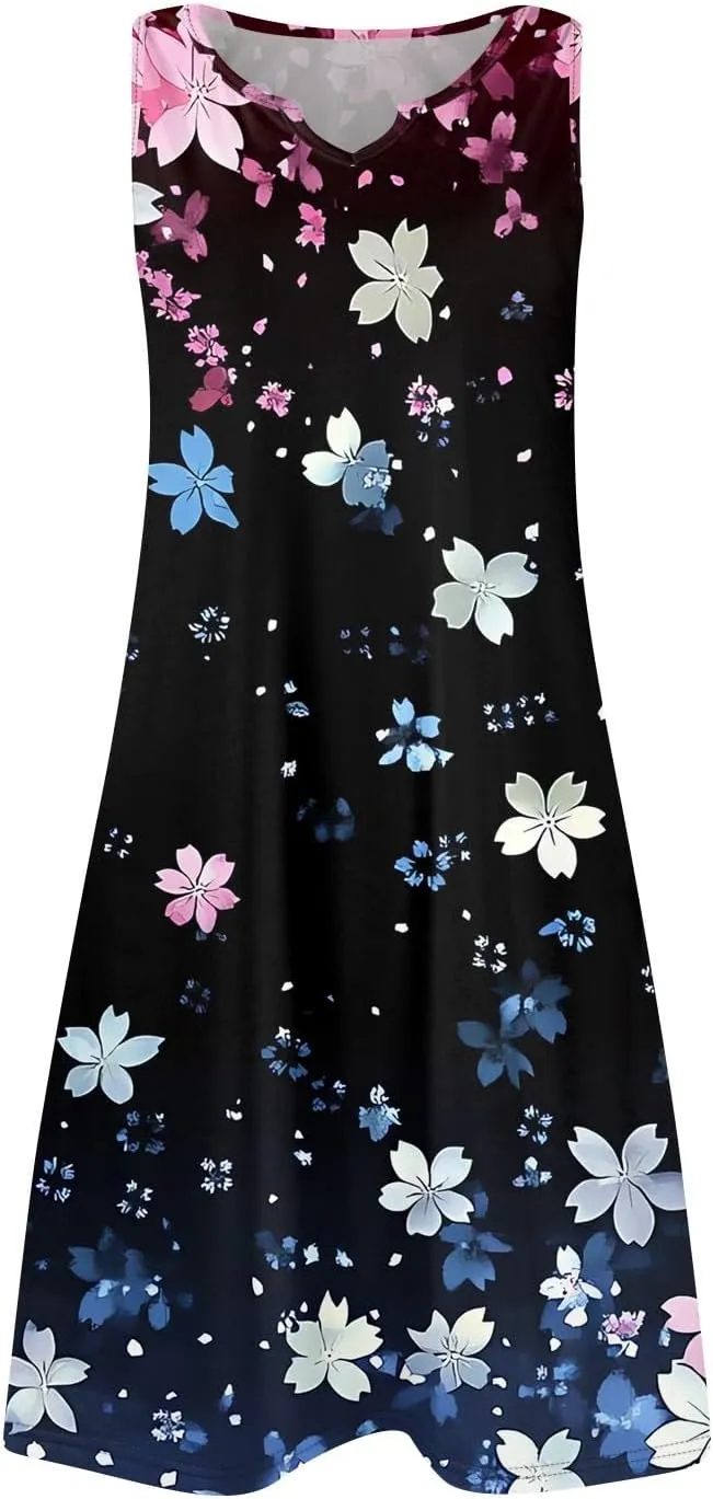 Summer Beach Vacation Clothes Spring Dresses for Women 2025 Sleeveless V Neck Loose Casual Sundresses