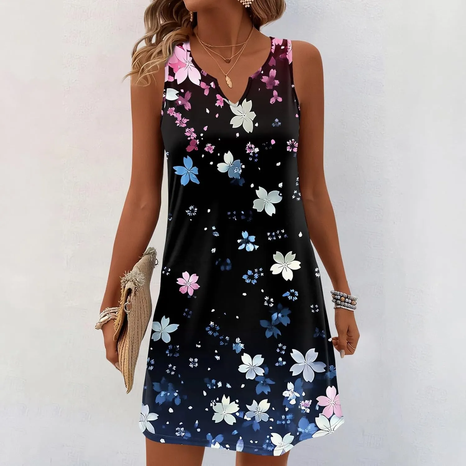 Summer Beach Vacation Clothes Spring Dresses for Women 2025 Sleeveless V Neck Loose Casual Sundresses
