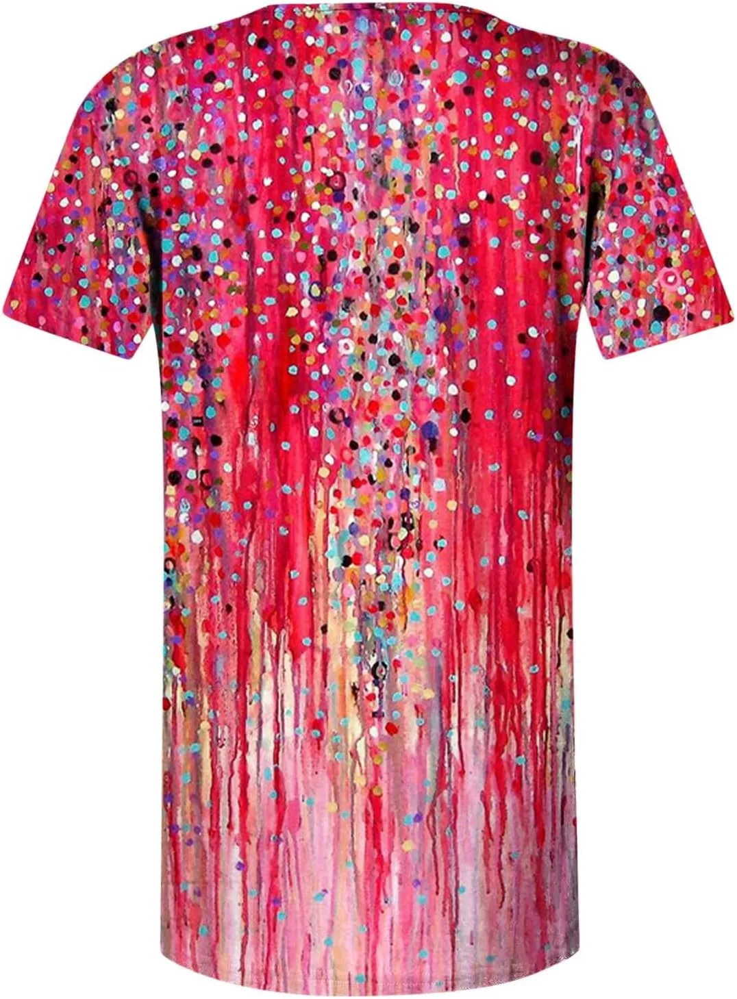 Summer Tops for Women 2025 Trendy Boho Floral Print Tunic Shirts Short Sleeve Button v Neck Tshirt Casual Loose Blouse