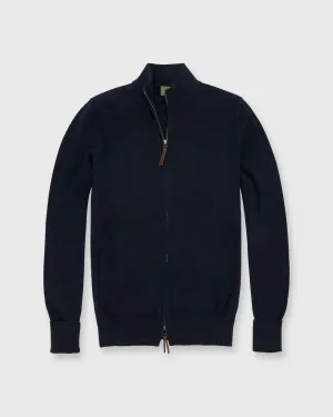 Track Jacket Sweater in Navy Cashmere