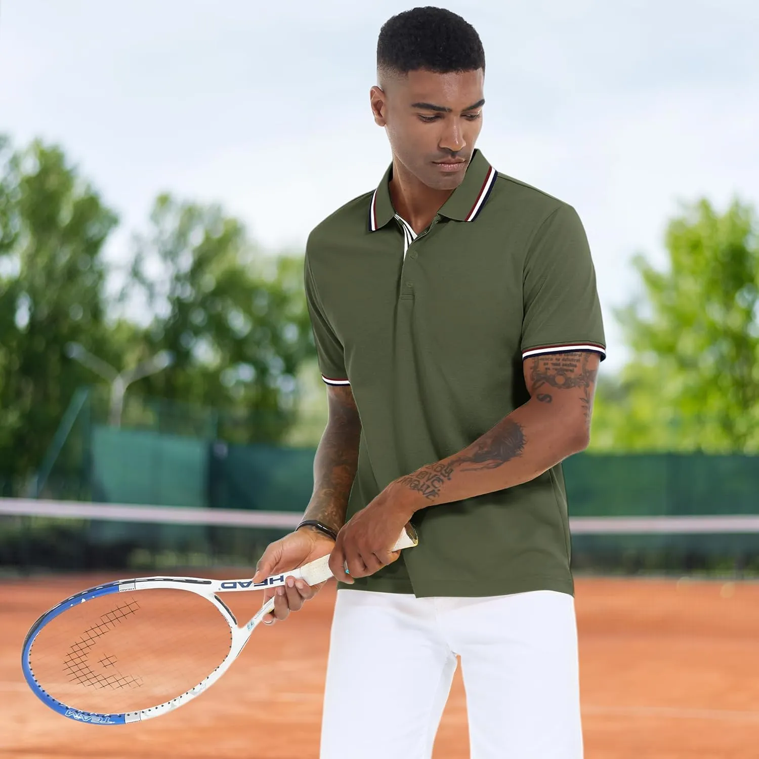 V VALANCH Mens Golf Polo Shirts Short Sleeve Moisture Wicking Golf Polo Shirts Collared Athletic Tennis Shirt