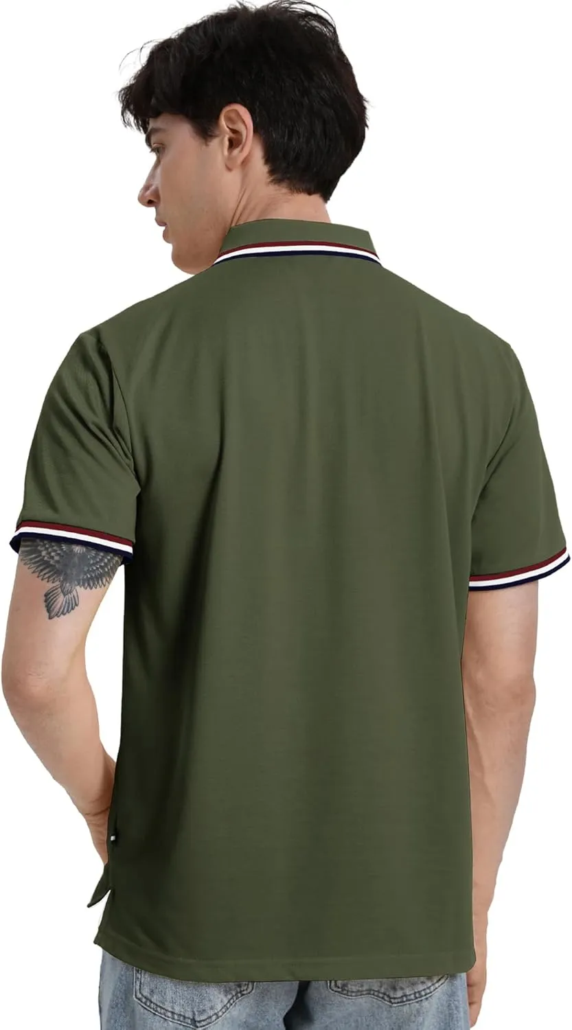 V VALANCH Mens Golf Polo Shirts Short Sleeve Moisture Wicking Golf Polo Shirts Collared Athletic Tennis Shirt