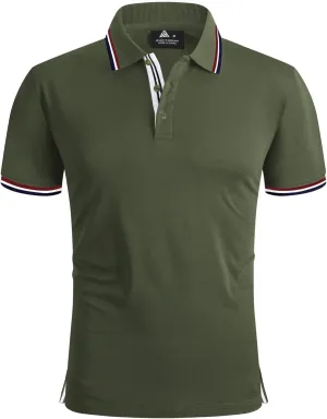 V VALANCH Mens Golf Polo Shirts Short Sleeve Moisture Wicking Golf Polo Shirts Collared Athletic Tennis Shirt
