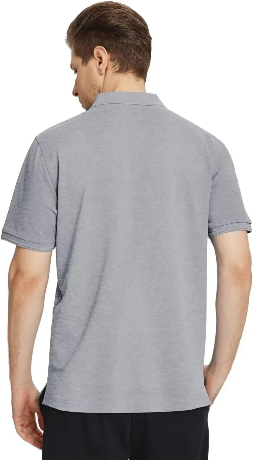 VEBOON Mens V Neck Polo Shirts Short Sleeve Lightweight Business Collared Shirts Performance Golf Polo Shirts for Men