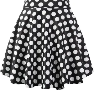 Women's Casual Basic Skirts Mini Flared Skater Stretchy A-Line Party Skirts with Shorts