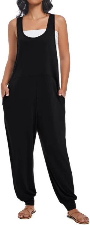 Women's Casual Loose Sleeveless Jumpsuits Harem Long Pants Romper Overalls with Pockets 2025 Summer Trendy Outfits