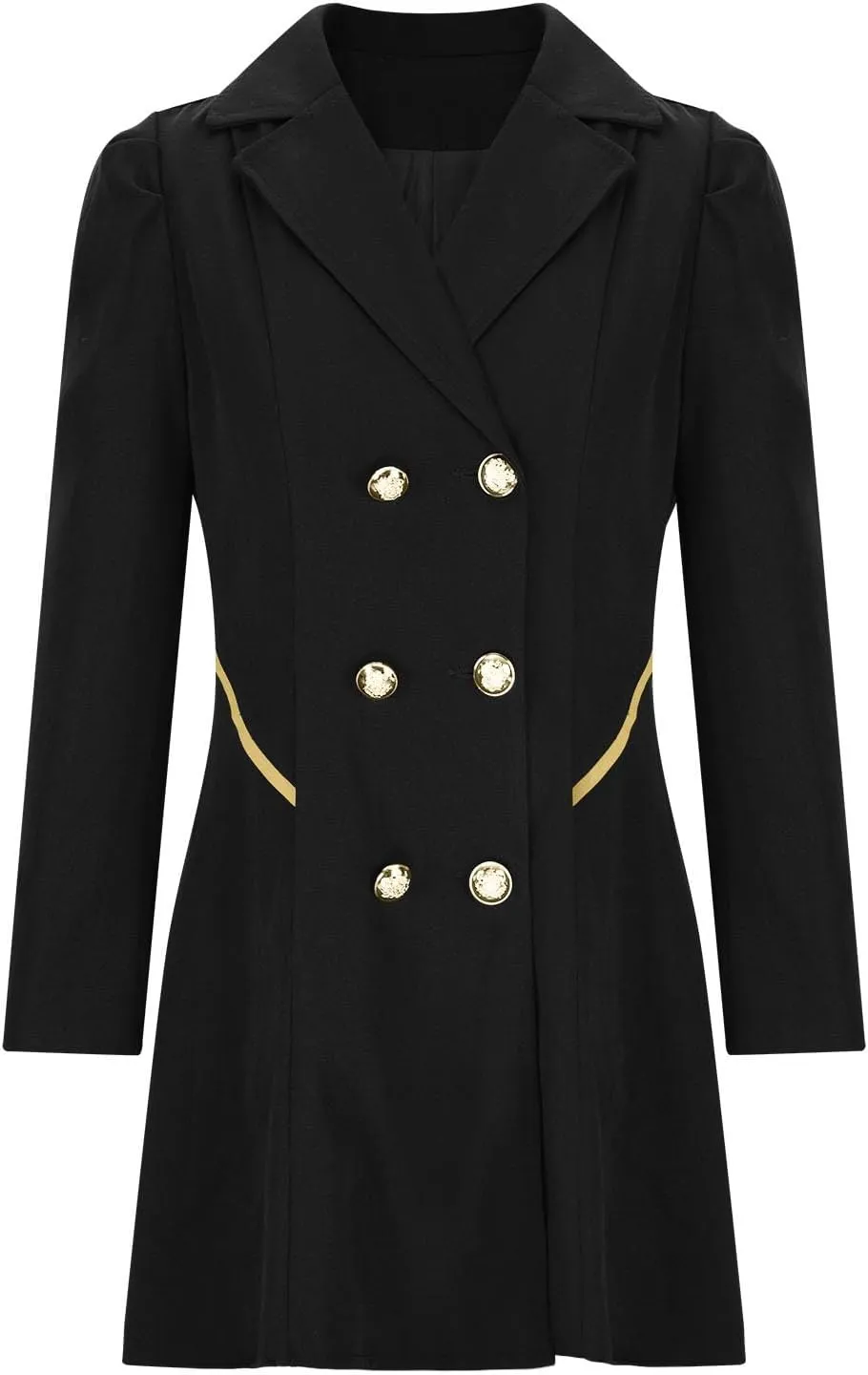 yardsong Womens Trendy Pea Coats Double Breasted Business Casual Trench Coats Notched Lapel Collar Long Sleeve Swing Jackets
