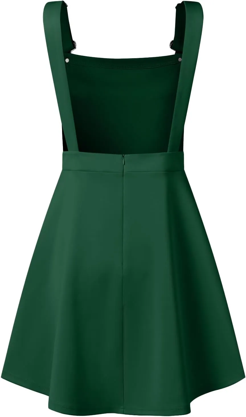 YOINS Overall Pinafore Dresses for Women Adjustable Straps Pleated Mini Cute Suspender Skirts Pinafore Dress