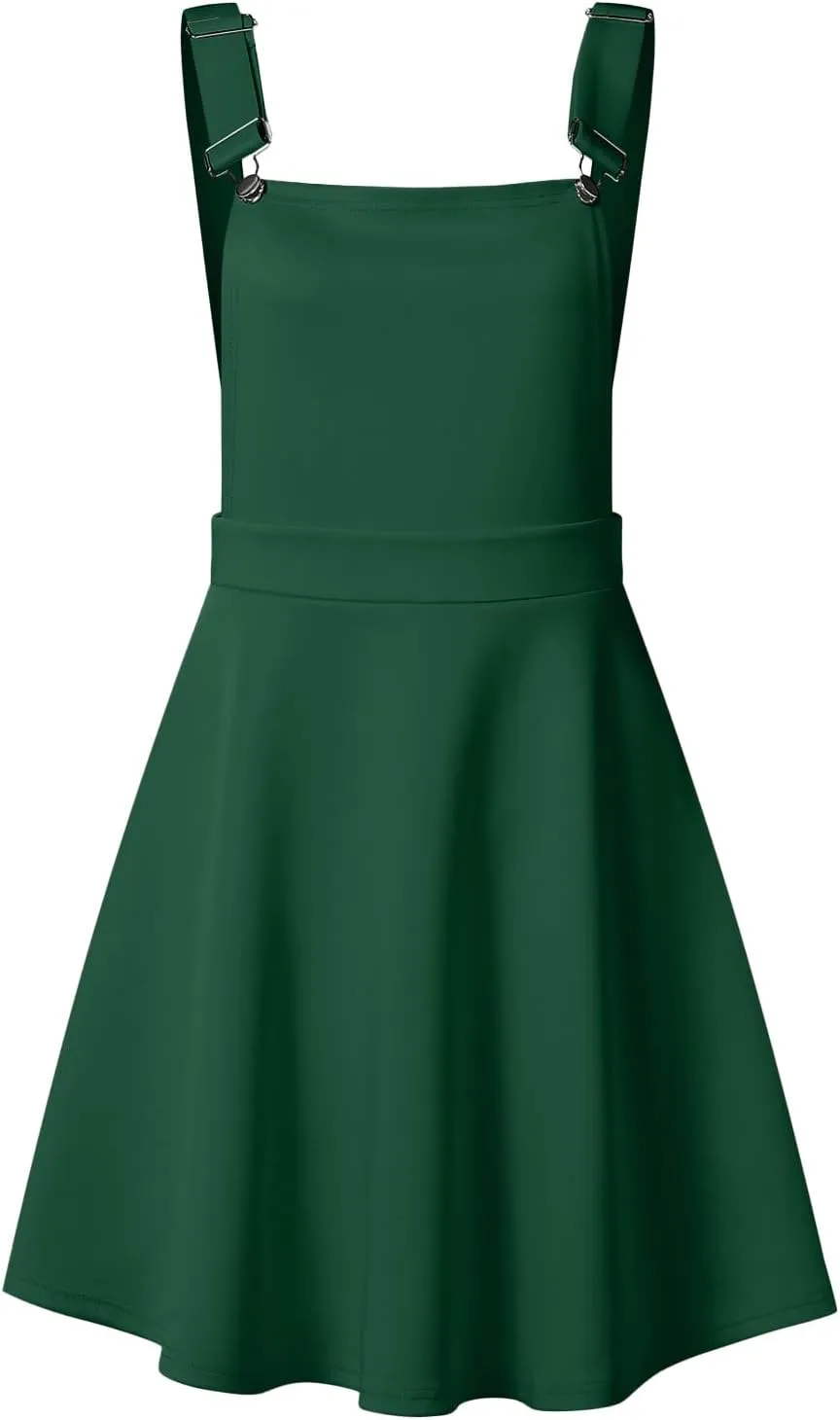 YOINS Overall Pinafore Dresses for Women Adjustable Straps Pleated Mini Cute Suspender Skirts Pinafore Dress